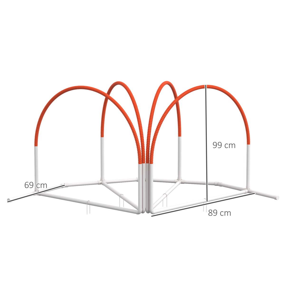Σετ Agility για σκύλους, 4 τεμάχια, συμπεριλαμβανομένης της τσάντας μεταφοράς, πλαστικό, 89x69x99 cm, λευκό+πορτοκαλί