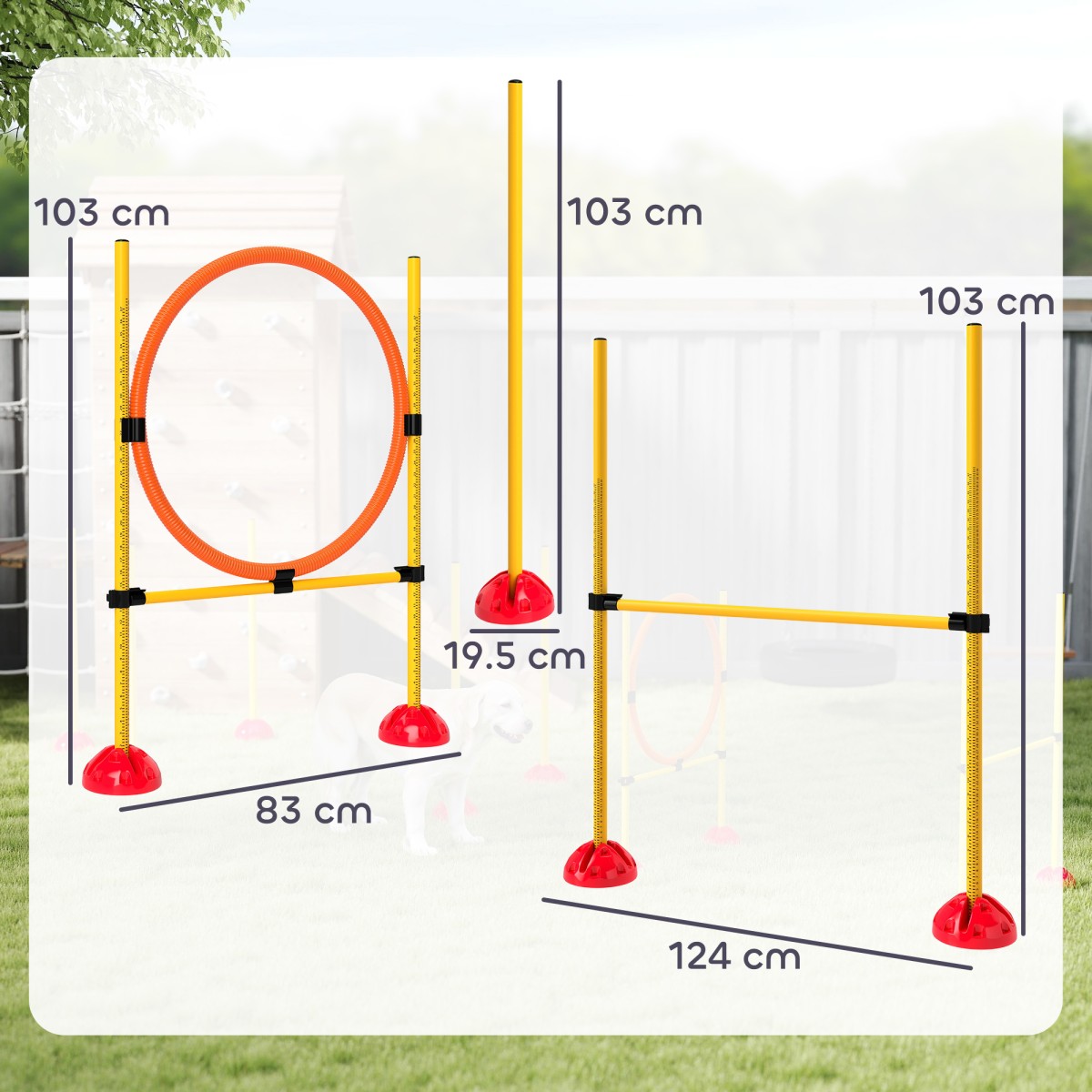 Agility Set Dogs 3 τεμαχίων γεμιζόμενος εξοπλισμός ευκινησίας για εμπόδια εκπαίδευσης σκύλων με κοντάρια σλάλομ