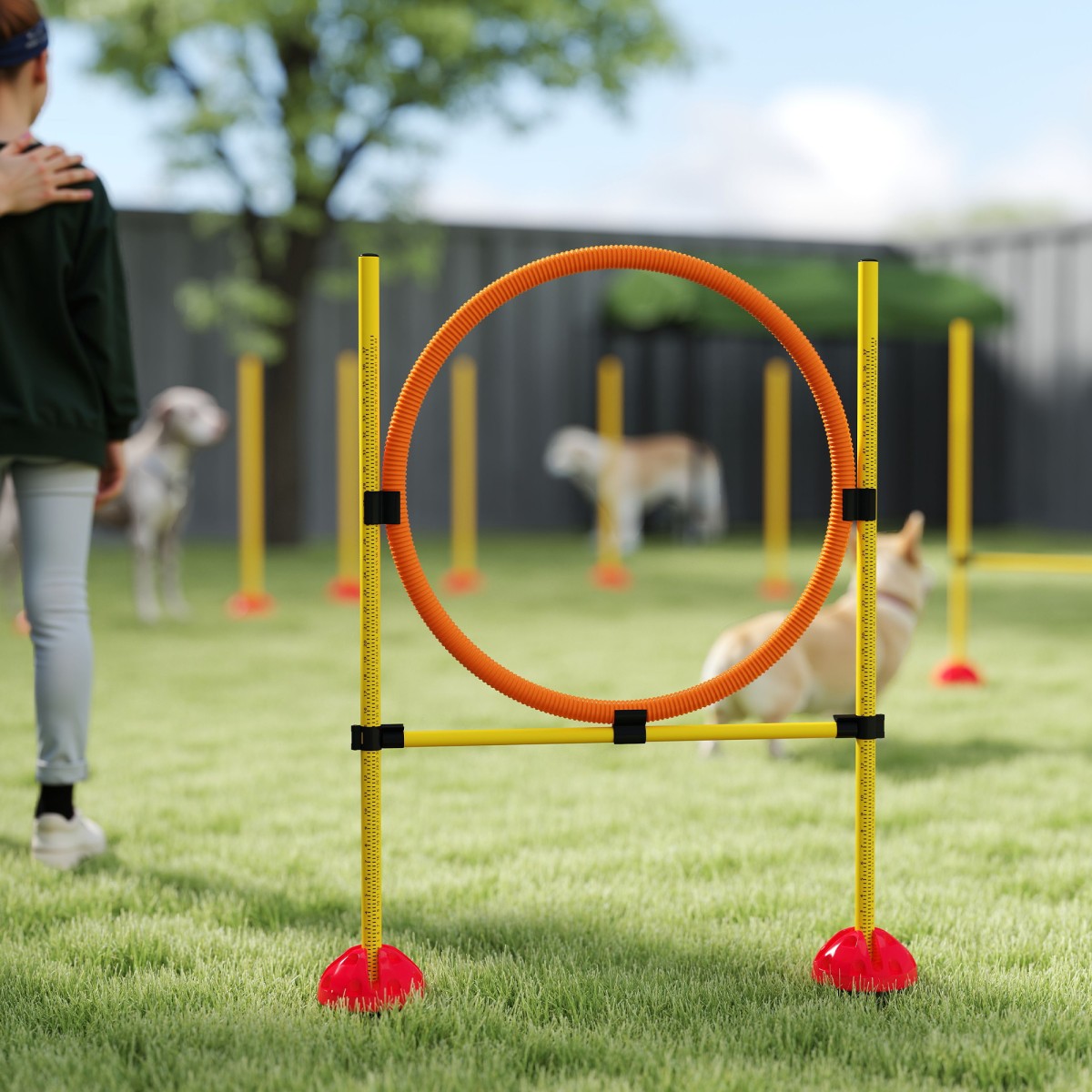 Agility Set Dogs 3 τεμαχίων γεμιζόμενος εξοπλισμός ευκινησίας για εμπόδια εκπαίδευσης σκύλων με κοντάρια σλάλομ