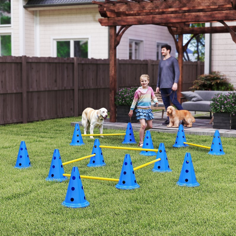 Agility Set Dogs Εξοπλισμός ευκινησίας 6 τεμαχίων για εκγύμναση σκύλων σετ με 12 κώνους τσάντα μεταφοράς 6 εμποδίων