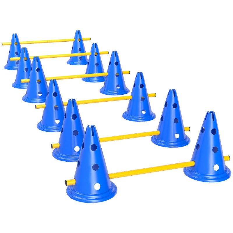 Agility Set Dogs Εξοπλισμός ευκινησίας 6 τεμαχίων για εκγύμναση σκύλων σετ με 12 κώνους τσάντα μεταφοράς 6 εμποδίων