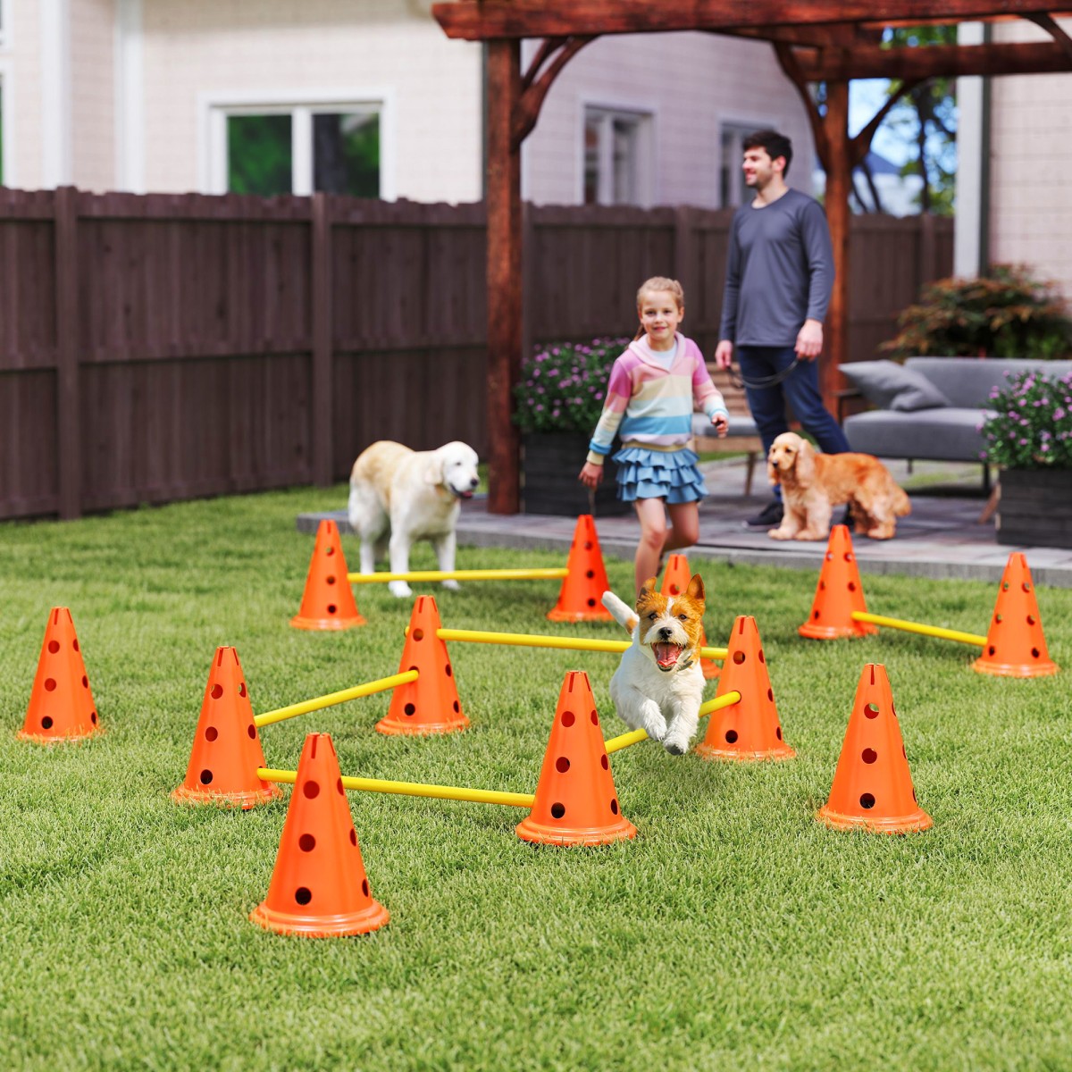Agility Set Dogs Εξοπλισμός ευκινησίας 6 τεμαχίων για εκγύμναση σκύλων σετ με 12 κώνους τσάντα μεταφοράς 6 εμποδίων