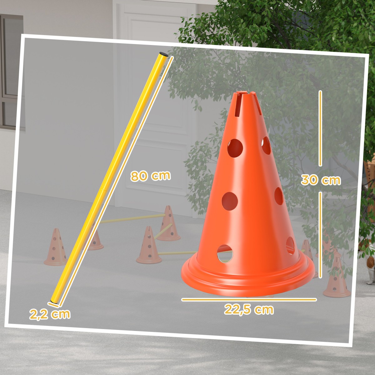Agility Set Dogs Εξοπλισμός ευκινησίας 6 τεμαχίων για εκγύμναση σκύλων σετ με 12 κώνους τσάντα μεταφοράς 6 εμποδίων