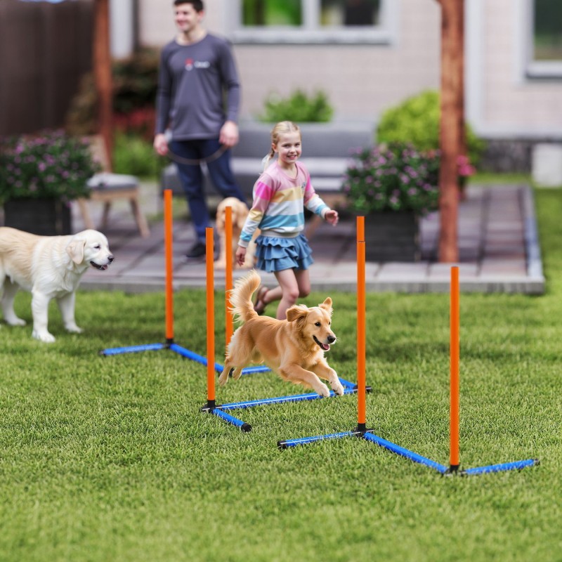 Agility Set Dogs 3-Pece Agility Equipment with Slalom Poles Carry Bag Set για όλα τα μεγέθη σκύλων Πορτοκαλί