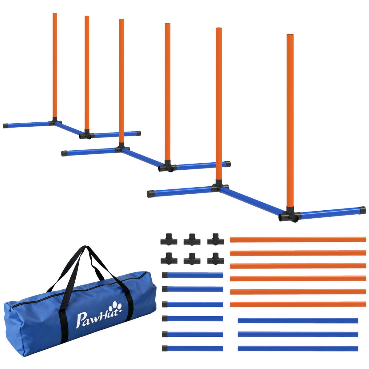 Agility Set Dogs 3-Pece Agility Equipment with Slalom Poles Carry Bag Set για όλα τα μεγέθη σκύλων Πορτοκαλί
