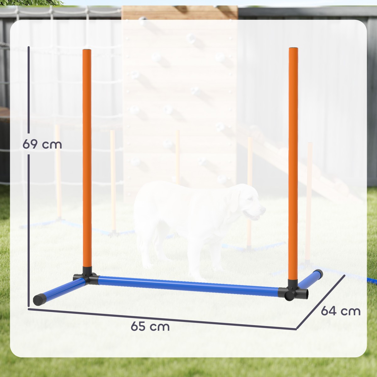 Agility Set Dogs 3-Pece Agility Equipment with Slalom Poles Carry Bag Set για όλα τα μεγέθη σκύλων Πορτοκαλί