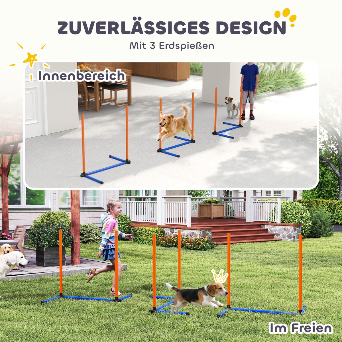 Agility Set Dogs 3-Pece Agility Equipment with Slalom Poles Carry Bag Set για όλα τα μεγέθη σκύλων Πορτοκαλί