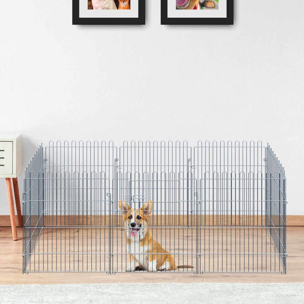 Εξωτερικό περίβλημα, puppy run, puppy φράχτη, παρκοκρέβατο, puppy gate για ζώα, 8 τεμάχια, W63 x H76 cm