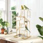 Bird Stand Bird Perch Σετ 4 επιπέδων Δίσκος από ανοξείδωτο ατσάλι Παιχνίδι από φυσικό ξύλο