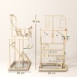 Bird Stand Bird Perch Σετ 4 επιπέδων Δίσκος από ανοξείδωτο ατσάλι Παιχνίδι από φυσικό ξύλο