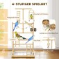 Bird Stand Bird Perch Σετ 4 επιπέδων Δίσκος από ανοξείδωτο ατσάλι Παιχνίδι από φυσικό ξύλο