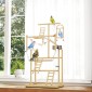 Bird Stand Bird Perch Σετ 4 επιπέδων Δίσκος από ανοξείδωτο ατσάλι Παιχνίδι από φυσικό ξύλο