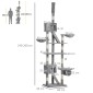 Στύλος γρατσουνίσματος γάτας 240-260 cm Ψηλός στύλος οροφής Ξυστός Μεγάλος στύλος αναρρίχησης Ξύσιμος στύλος γάτας για μεγάλες γάτες με σχοινί σιζάλ ανοιχτό γκρι
