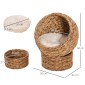 Rattan Cat Basket Cat Cave Cat Hut Κρεβάτι γάτας με μαξιλάρι Κρεβάτι για κατοικίδια Νερό Υάκινθος Καφέ 50 x 42 x 60 cm