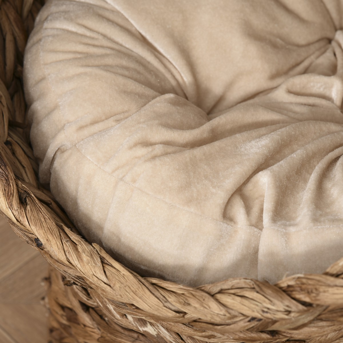 Rattan Cat Basket Cat Cave Cat Hut Κρεβάτι γάτας με μαξιλάρι Κρεβάτι για κατοικίδια Νερό Υάκινθος Καφέ 50 x 42 x 60 cm