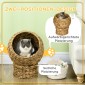 Rattan Cat Basket Cat Cave Cat Hut Κρεβάτι γάτας με μαξιλάρι Κρεβάτι για κατοικίδια Νερό Υάκινθος Καφέ 40 x 37 x 51 εκ.