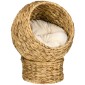 Rattan Cat Basket Cat Cave Cat Hut Κρεβάτι γάτας με μαξιλάρι Κρεβάτι για κατοικίδια Νερό Υάκινθος Καφέ 40 x 37 x 51 εκ.