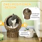 Rattan Cat Basket Cat Cave Cat Hut Κρεβάτι γάτας με μαξιλάρι για κατοικίδια, νερό υάκινθος καφές 40 x 37 x 51 εκ.