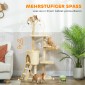 Στύλος γρατσουνίσματος γάτας με Cave 4 Toys Sisal Posts Μεγάλες σκάλες πλατφόρμας για γάτες κάτω των 5 κιλών Μπεζ