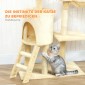 Στύλος γρατσουνίσματος γάτας με Cave 4 Toys Sisal Posts Μεγάλες σκάλες πλατφόρμας για γάτες κάτω των 5 κιλών Μπεζ