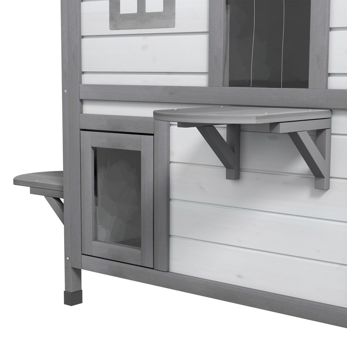 Cat House Cat House Cat Cave 2 Tier Ανθεκτικό στις καιρικές συνθήκες 99,5cm x 76cm x 91cm Λευκό + Γκρι