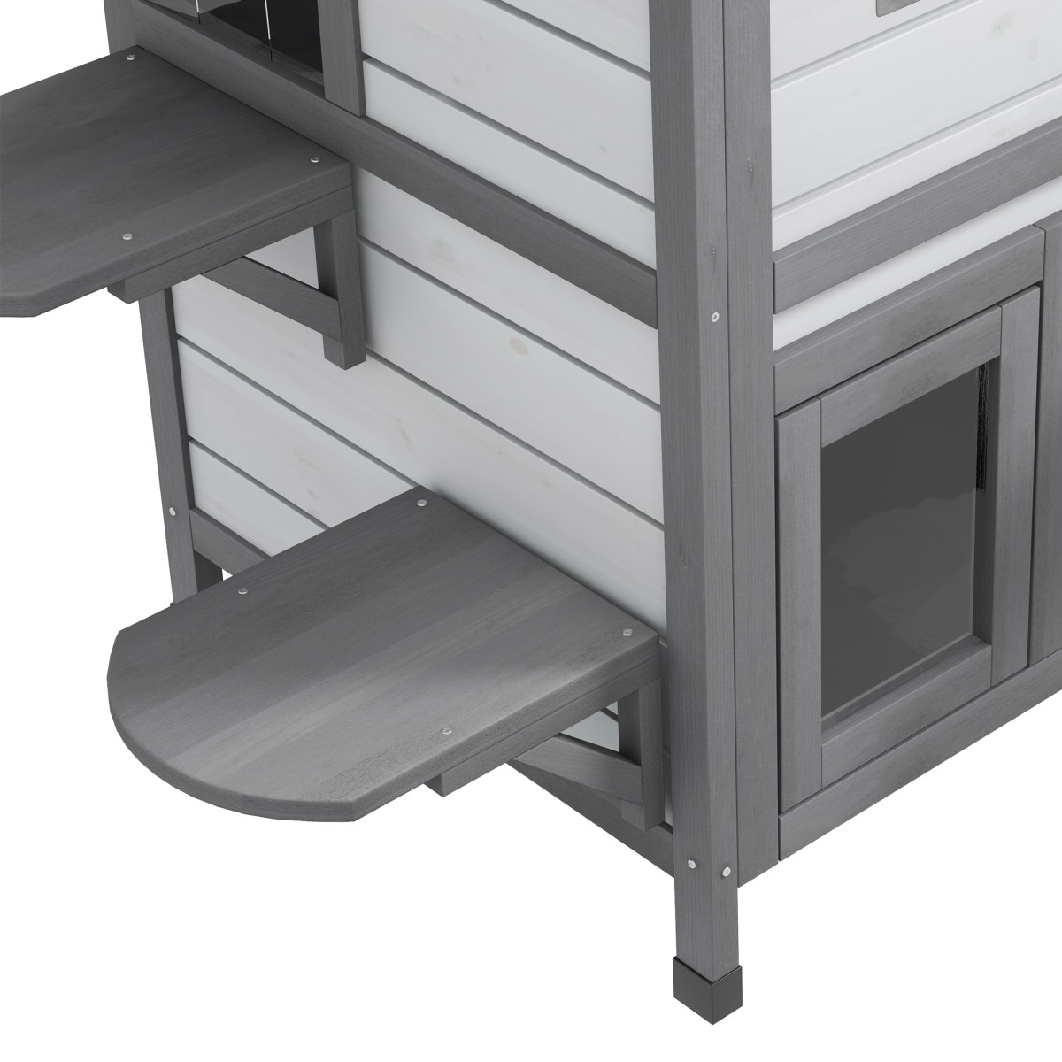 Cat House Cat House Cat Cave 2 Tier Ανθεκτικό στις καιρικές συνθήκες 99,5cm x 76cm x 91cm Λευκό + Γκρι