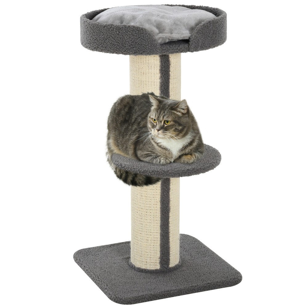 Scratching Post Cat Tower 91cm with Sisal Posts Platform Cushion Multi-lier Cat Scratching Post Climbing Tree for Medium Cats Grey