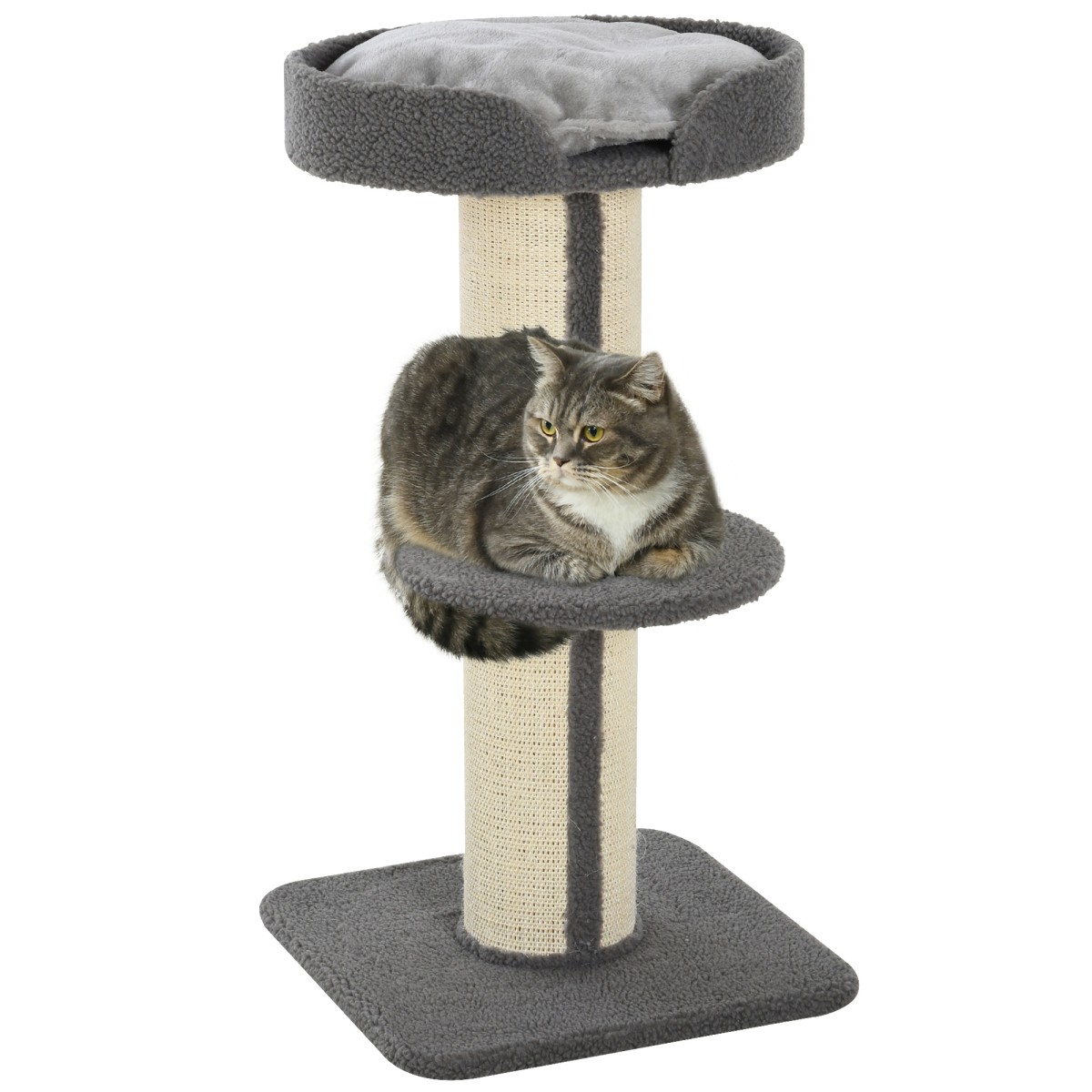 Scratching Post Cat Tower 91cm with Sisal Posts Platform Cushion Multi-lier Cat Scratching Post Climbing Tree for Medium Cats Grey