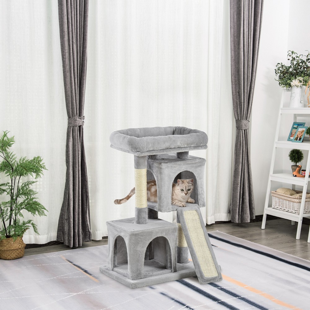 Στύλος γρατσουνίσματος 83 cm γρατσουνιά μικρής γάτας με στήλες σιζάλ, στύλος γρατσουνίσματος γάτας, δέντρο σκαρφάλωσης γάτας, δέντρο γάτας, έπιπλα γάτας, δέντρο παιχνιδιού για μικρές γάτες, ανοιχτό γκρι