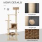Rattan Scratching Post with Cat Cave Πολυεπίπεδο Cat Tree Climbing Tree for Cats E1 MDF Sisal Beige+Brow 55 x 55 x 174 cm