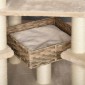 Rattan Scratching Post with Cat Cave Πολυεπίπεδο Cat Tree Climbing Tree for Cats E1 MDF Sisal Beige+Brow 55 x 55 x 174 cm
