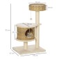Rattan Scratching Post 95 cm Ύψος 3-επιπέδων Γάτα Δέντρο με Πλατφόρμα, Γάτα Κρεβάτι, Δέντρο Αναρρίχησης με Γάτα Σπήλαιο Σιζάλ Στύλοι Παίξτε Μπάλες Έπιπλα Γάτας Σιζάλ Φυσικό + Μπεζ