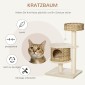 Rattan Scratching Post 95 cm Ύψος 3-επιπέδων Γάτα Δέντρο με Πλατφόρμα, Γάτα Κρεβάτι, Δέντρο Αναρρίχησης με Γάτα Σπήλαιο Σιζάλ Στύλοι Παίξτε Μπάλες Έπιπλα Γάτας Σιζάλ Φυσικό + Μπεζ