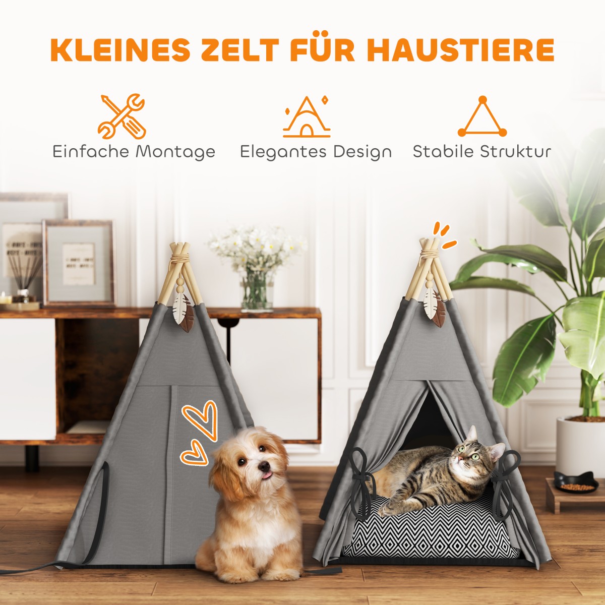 Tent Teepee Pet, Teepee Design Κρεβάτι για κατοικίδια, Σκηνή γάτας με μαξιλάρι, Κρεβάτι σκύλου για ύπνο, Κρεβάτι γάτας, Γκρι