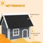 Σπίτι για γάτες, ανθεκτικό στις καιρικές συνθήκες, με παράθυρο, 77x57,5x68cm (εκτός από ασφάλτινη στέγη), γκρι/λευκό/μαύρο