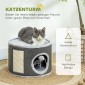 Cat Cave 2 Επιπέδων Σπίτι για Γάτες Λούτρινο Μαξιλάρι Σιζάλ Ξυστό Φ40 x 30H cm Σκούρο Γκρι