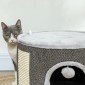 Cat Cave 2 Επιπέδων Σπίτι για Γάτες Λούτρινο Μαξιλάρι Σιζάλ Ξυστό Φ40 x 30H cm Σκούρο Γκρι