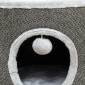 Cat Cave 2 Επιπέδων Σπίτι για Γάτες Λούτρινο Μαξιλάρι Σιζάλ Ξυστό Φ40 x 30H cm Σκούρο Γκρι