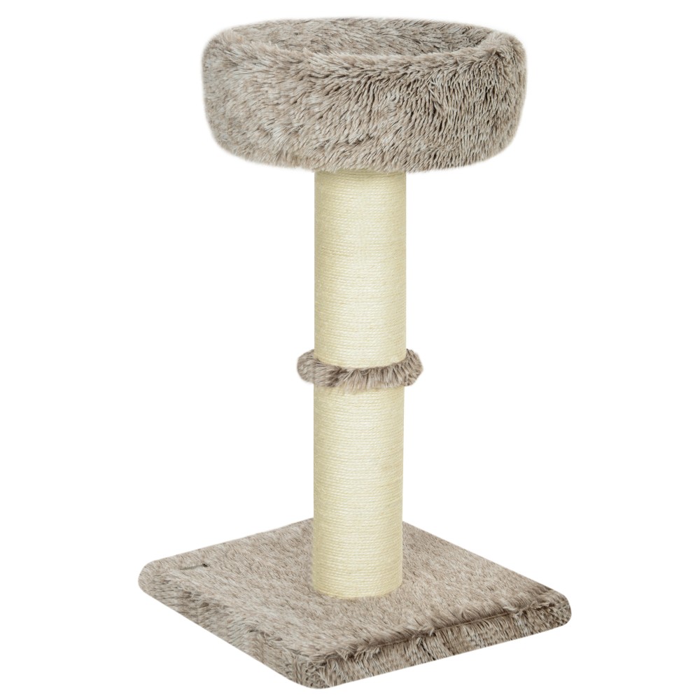 Cat Tree 87cm Cat Tower με χοντρό ξύσιμο βελούδινο κρεβάτι για εσωτερικούς χώρους που υποστηρίζει έως και 6kg καφέ