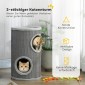 Βαρέλι γρατσουνίσματος, ύψους 60 cm Ø 35 cm, διώροφο βαρέλι γάτας με 2 σπηλιές, βελούδινη άκρη, για 1-2 γάτες έως 5 κιλά, ανοιχτό γκρι
