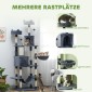 Στύλος γρατσουνίσματος 206 cm Πύργος γάτας με σπηλιά, 2 μπάλες παιχνιδιού, στύλοι σιζάλ, πλατφόρμα για μεγάλες γάτες, σκούρο γκρι