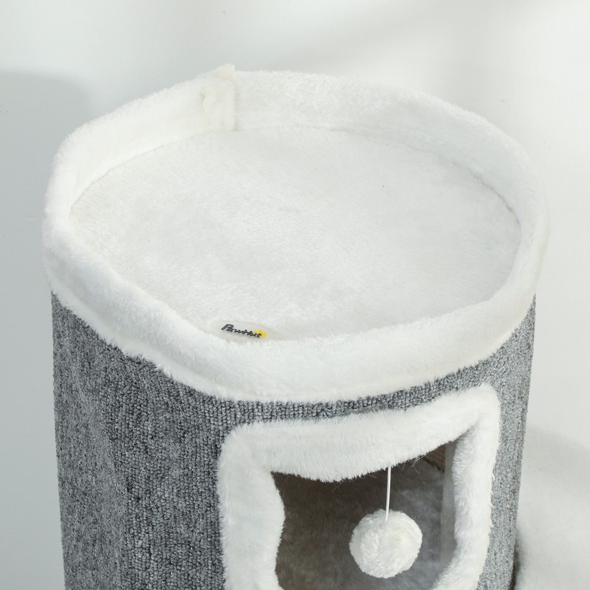 40" Cat Tower, 3 επίπεδα, 3 Sleeping Caves, Play Balls, Scratching Posts, Sisal, Chipboard, Γκρι