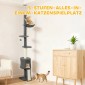 Cat Tree Cave αιώρα ρυθμιζόμενο ύψος ξύσιμο με υφασμάτινο κάλυμμα γκρι