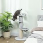 Cat Scratching Post Sisal Post Πολυεπίπεδο βελούδινο ύφασμα κρεμαστή μπάλα ανοιχτό γκρι