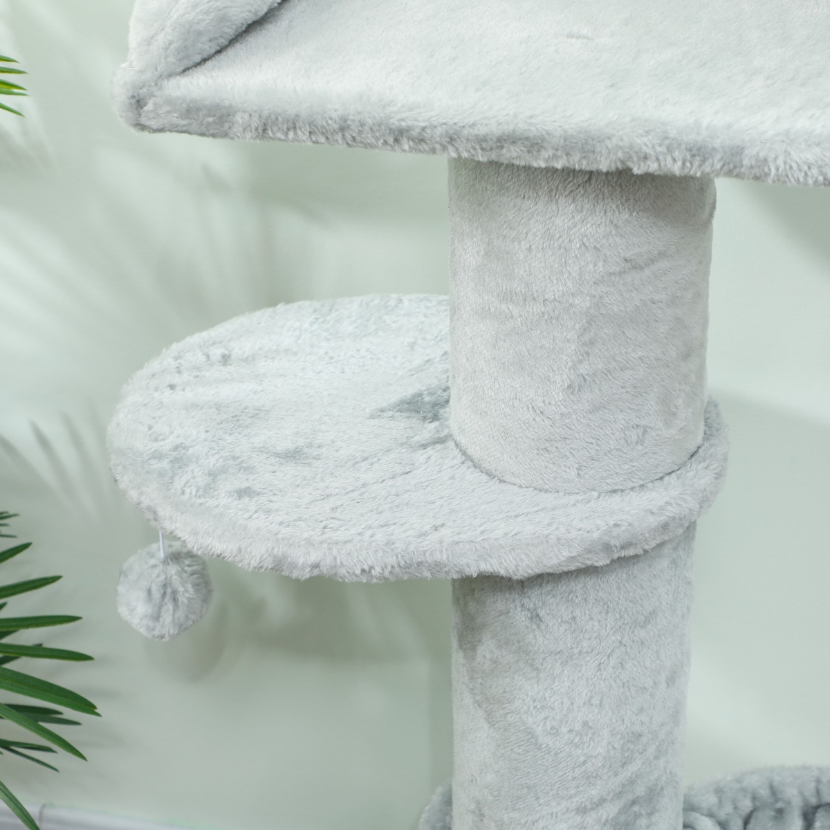 Cat Scratching Post Sisal Post Πολυεπίπεδο βελούδινο ύφασμα κρεμαστή μπάλα ανοιχτό γκρι