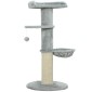 Cat Scratching Post Sisal Post Πολυεπίπεδο βελούδινο ύφασμα κρεμαστή μπάλα ανοιχτό γκρι