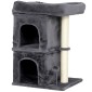 Cat Scratching Post Cat Tower 2 Caves Platform Sisal Post Compact Σκούρο Γκρι