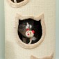 Cat Scratching Barrel 38" Πύργος 4 επιπέδων για γάτες με πλενόμενο κρεβάτι 3 Sleeping Caves Κρεμαστό παιχνίδι για πολλές γάτες Γκρι