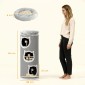 Cat Scratching Barrel 38" Πύργος 4 επιπέδων για γάτες με πλενόμενο κρεβάτι 3 Sleeping Caves Κρεμαστό παιχνίδι για πολλές γάτες Γκρι