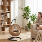 Σπήλαιο γάτας rattan κρεβάτι με μαξιλάρι που πλένεται και μπάλα, για γάτες έως 10 κιλά, 45 x 41 x 75 cm, ανοιχτό καφέ